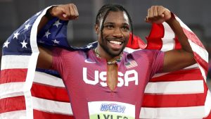 Noah Lyles Celebration